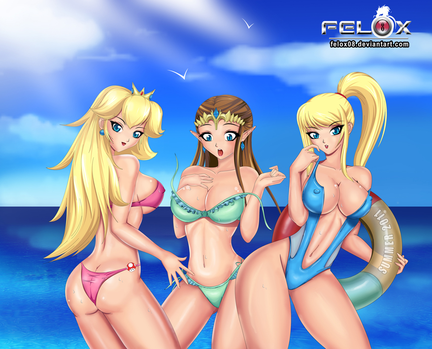 Peach, Zelda, and Samus: Beach Party