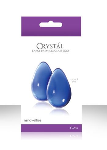 CRYSTAL GLASS EGGS / LARGE - BLUE