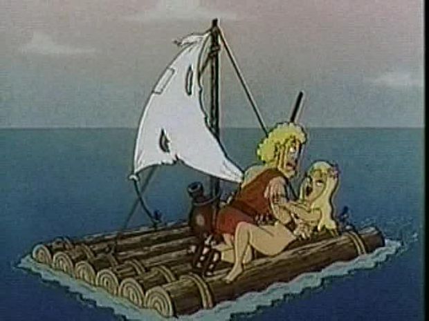 If you survive a shipwreck with a naked hot blonde, what else can you do but fuck! Funny adult vintage toons!