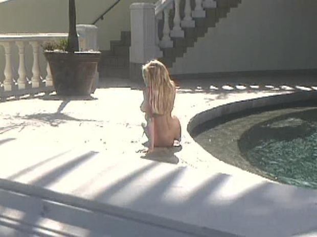 Spying on a sexy posh blonde teen sunbathing in the nude