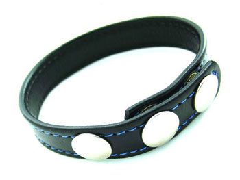 2 SNAPS LEATHER COCK RING - BLACK