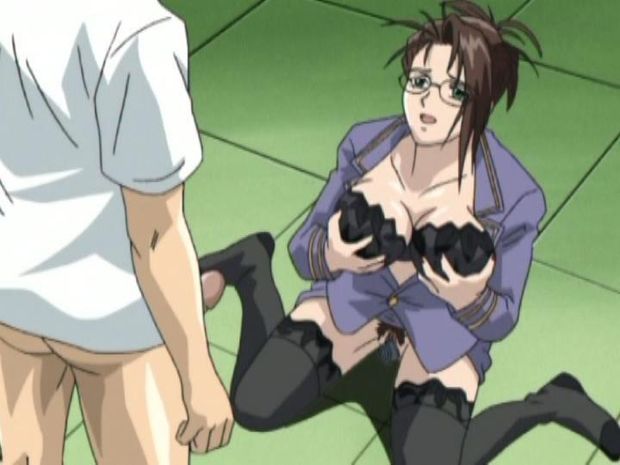 Hentai whore on her knees exposing her HUGE round tits and wet pussy and waiting for his dick to fuck her cock-hungry mouth