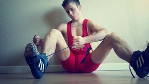 Hot gay athletic body in this hot costume pic