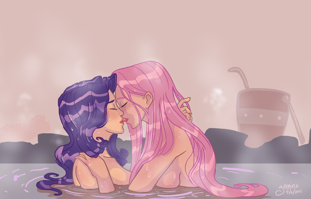 Rarity and Fluttershy Hot Tub