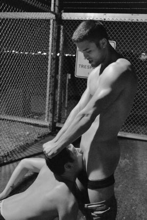 Incredible bondage deepthroat pic with hot gay