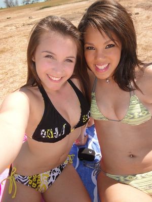 two cuties on the beach