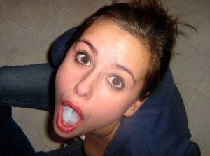 She have all the cum inside mouth