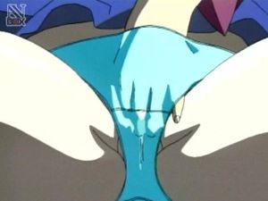 Hentai whore finger-fucking her pussy under her wet panties