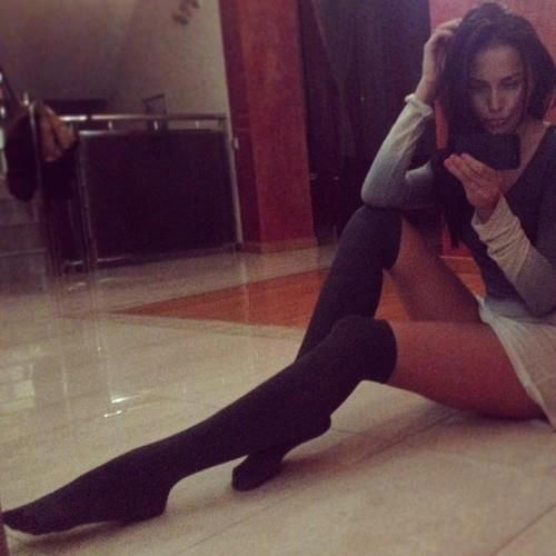Hot girl with miniskirt and high socks