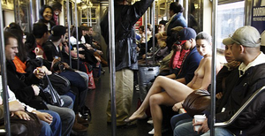 Naked Hottie On The NYC Subway, Nice......