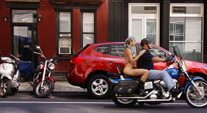Sexy Mama On The Back Of A Hog In NYC...