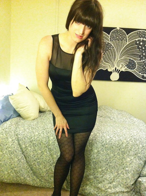 young in black stockings