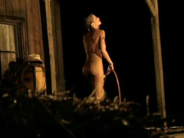 Thank god for hot summer nights, sexy blonde cooling off with the garden hose outdoors