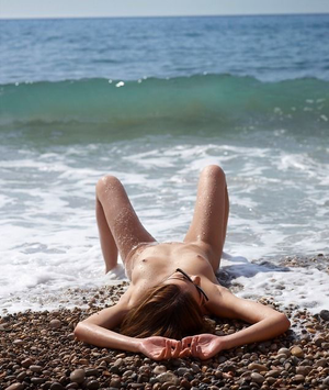 Sungasmic Water Nymph Ksenia Enjoyin The Tide As It Rushes Against Her Love Button......