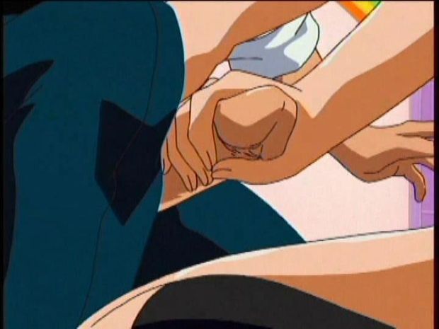 Kinky hentai bitch giving a handjob, this bitch loves jerking off big cocks