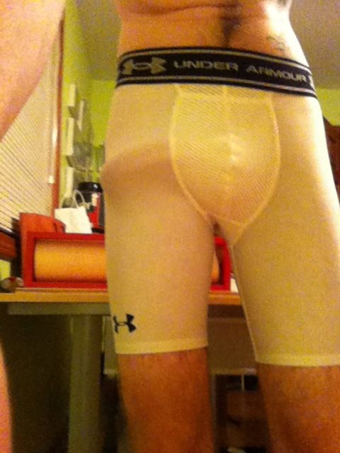 Me In My White Under Armour Compression Shorts