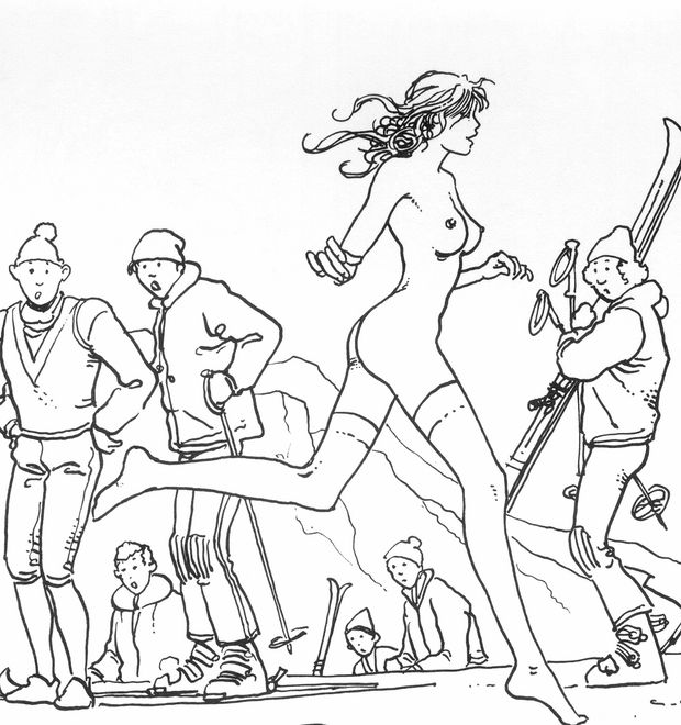 Drawn by Manara : running nude petite