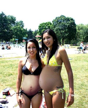 Two sexy Preggo Girls in Bikinis