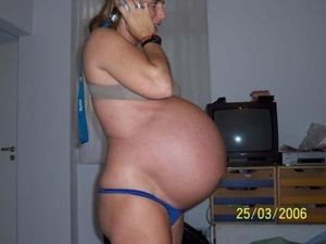 Big Pregnant Belly Side Shot