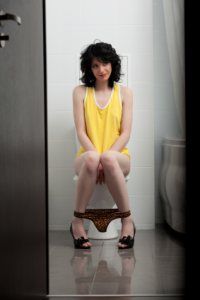 Crossdresser pissing sitting. Very sweet!