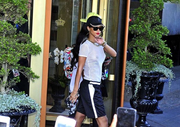 rihanna in see through white