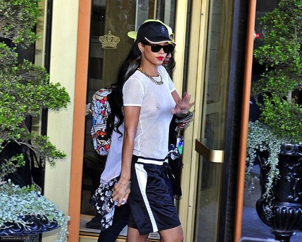rihanna in  white