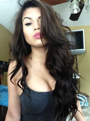 Hot wife selfshot photo with a gorgeous brunette jugs