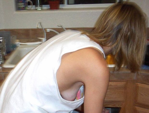 #Armhole view in the kitchen as she bends over …
