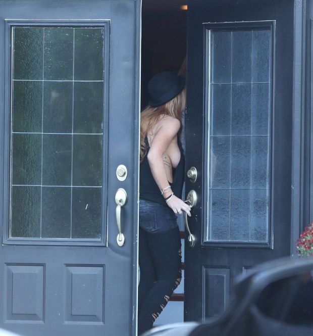 Lindsay Lohan Braless Candids in NY