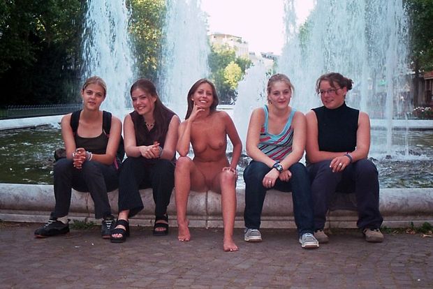 Posing with friends
