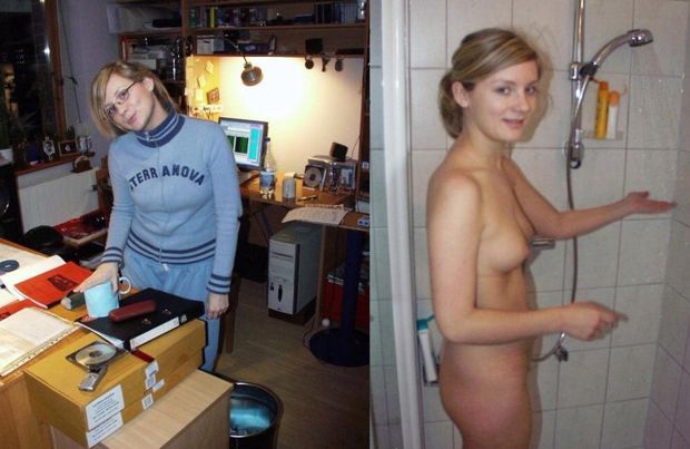 blonde in shower