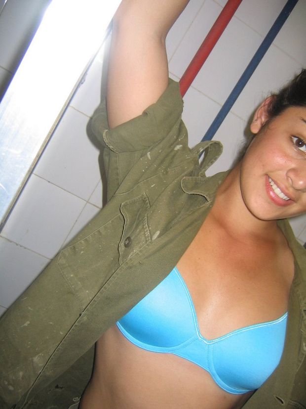 Israeli female soldier showing bra