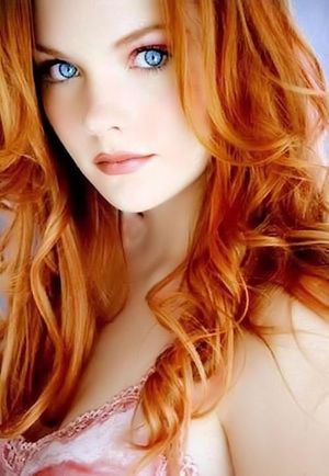 Redhead bright blue eyes