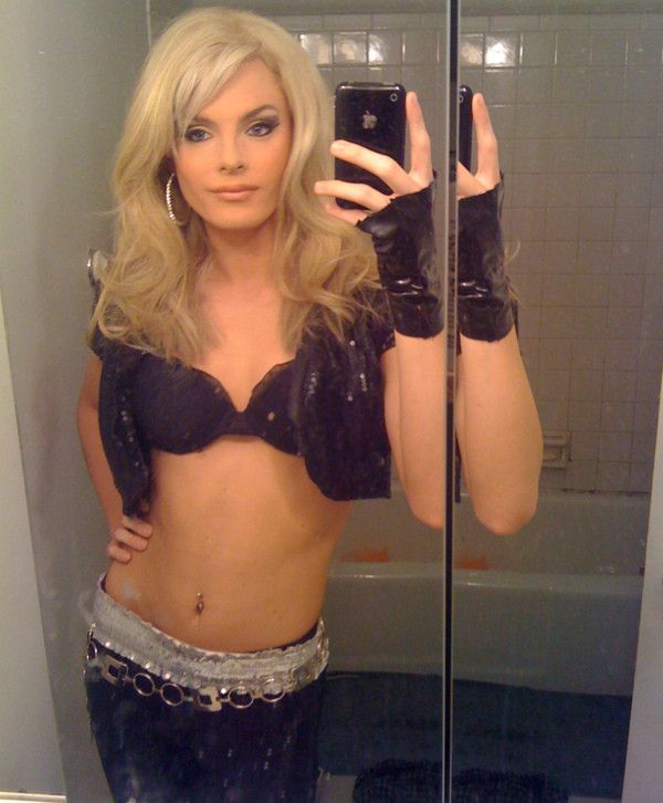 Incredible novice selfshot picture with a superb tranny blonde muscular body