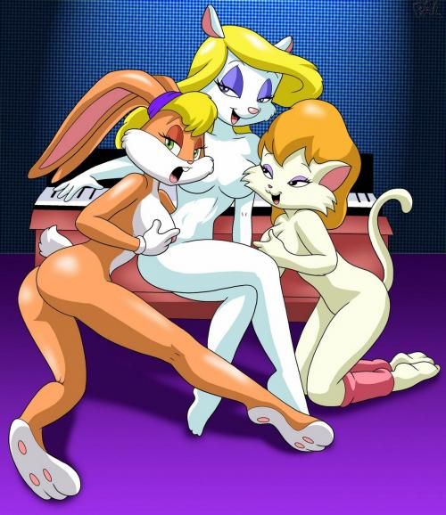 Fabulous lesbian blonde booty in amazing hentai threesome picture