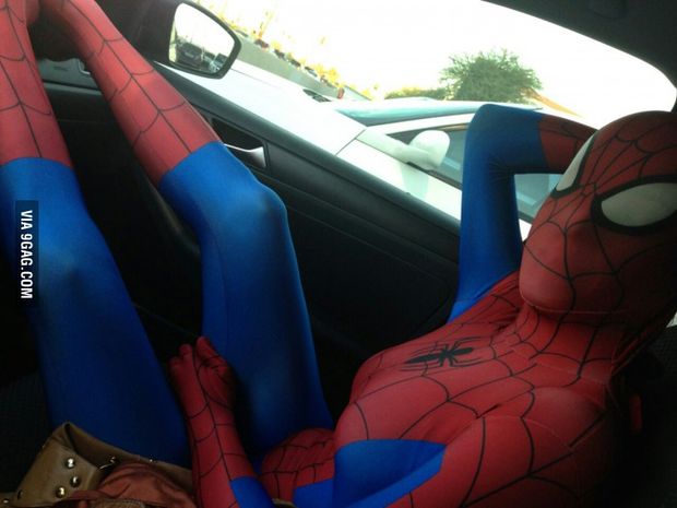Sexy girl in spiderman costume
