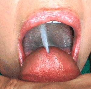 close-up of a cum swallower