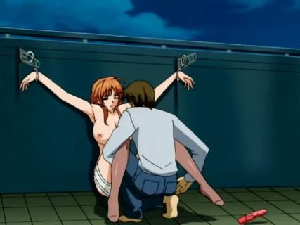 Hentai beauty handcuffed to the wall gets fucked hard