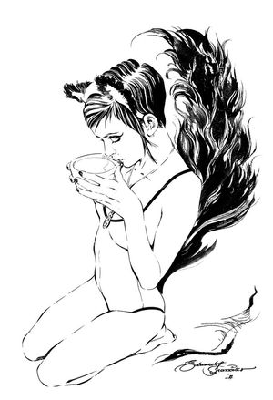 beautiful kitten line drawing