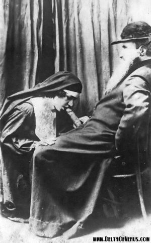victorian age nun giving a preist a blowjob