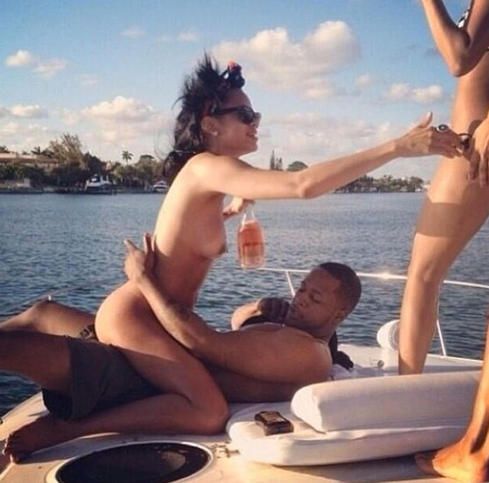 Sexy Rihanna with boys friends
