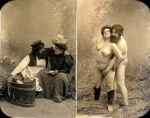 Victorian man and woman getting naughty