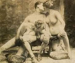 One guys and two ladies in victorian sexyness