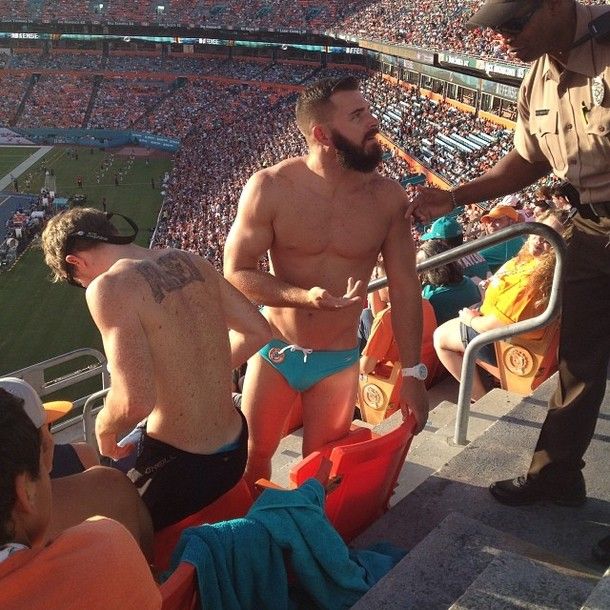 Miami Dolphins fan kicked out for wearing Speedo at the Stadium X-Post rfunny