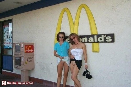 Pussy flash outside McD's