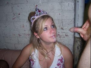 Blonde in a tiara gets a facial