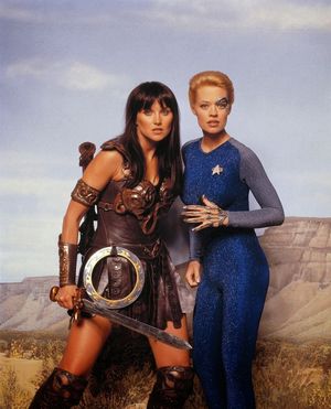 Lucy Lawless as Xena and Jeri Ryan as 7 of 9 - Photoshoot
