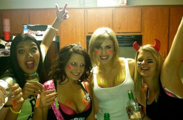 sluts drunk at a party