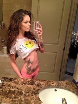 MFC Brina Nellie taking a bare midriff selfie fully clothed