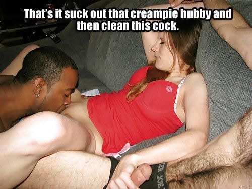 Eat that creampie then clean my lovers cock, hubby.